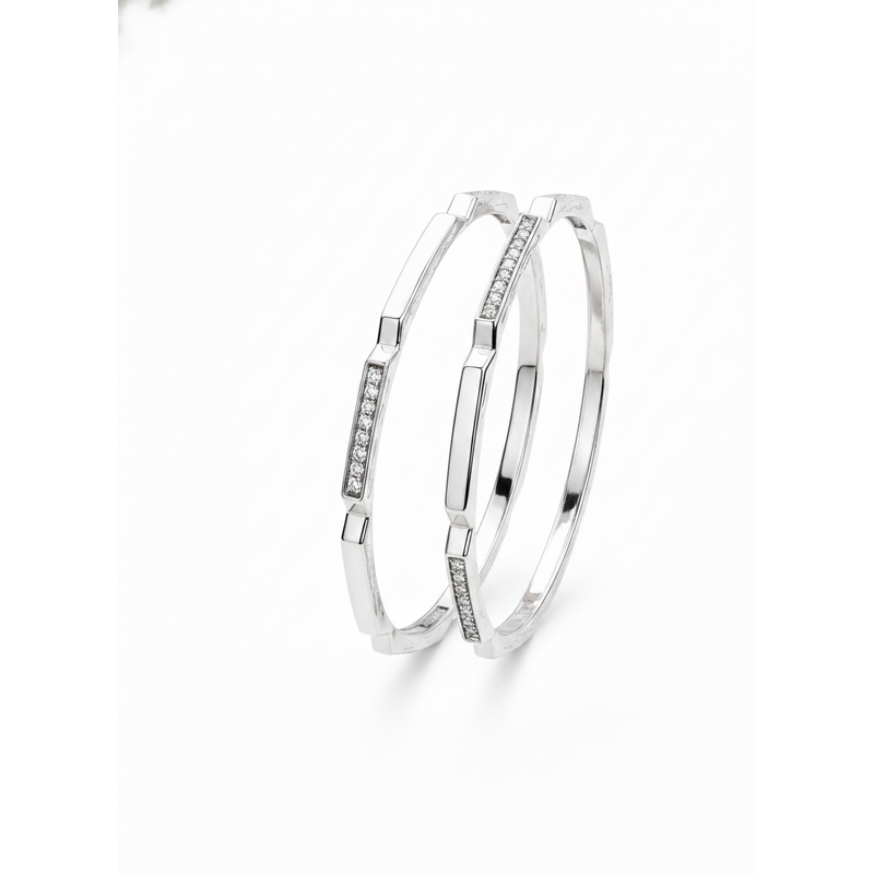 925 Silver Geometric CZ Bangles for Women