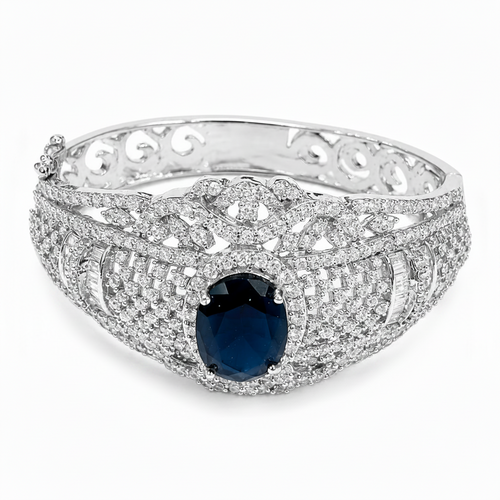 Premium Blue Sapphire Halo CZ Designer Bracelet for Women & Girls