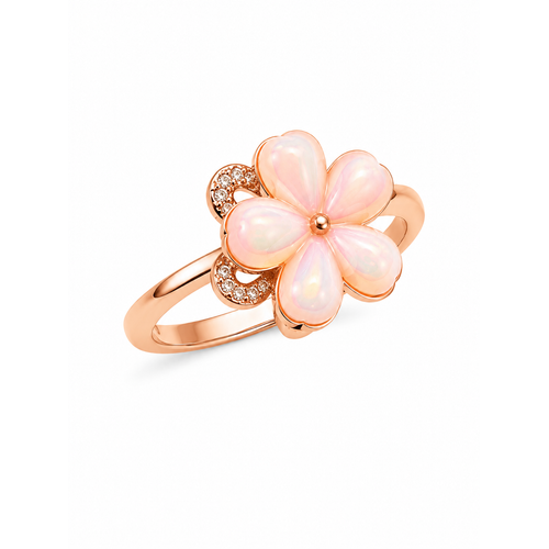NXGOLD Luxury 360° Rotating Flower Ring with Opal & Cubic Zirconia
