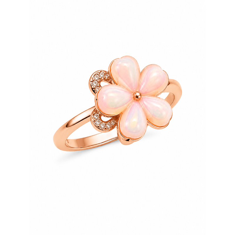 NXGOLD Luxury 360° Rotating Flower Ring with Opal & Cubic Zirconia