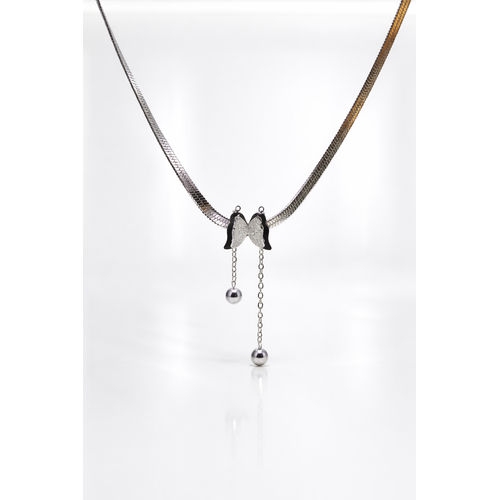 Elegant Silver Butterfly Tassel Pendant Necklace