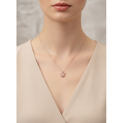 Elegant Rose Gold Butterfly Pendant Necklace for Women