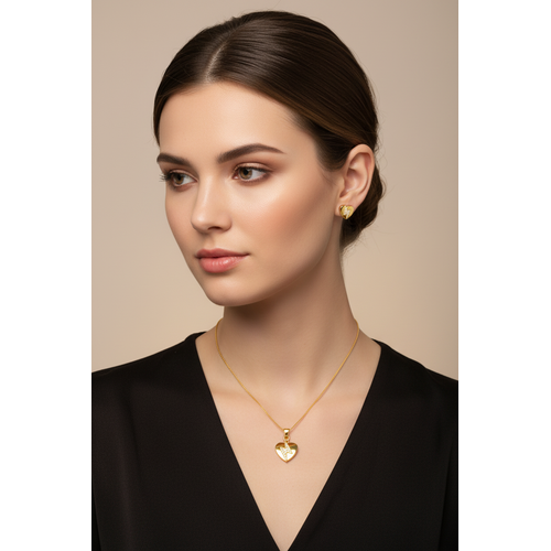 NXGOLD Heart CZ Pendant Necklace Set