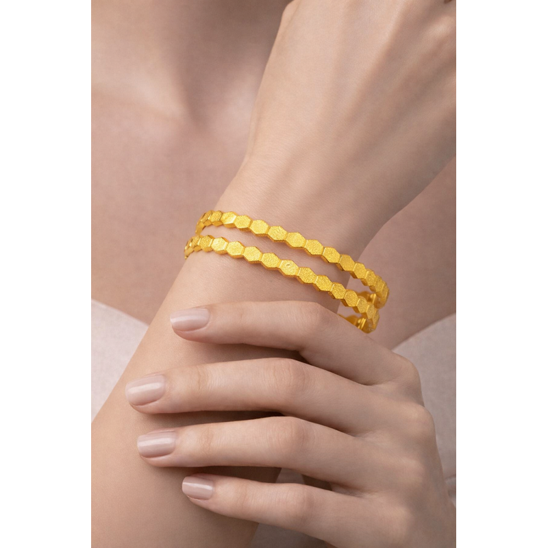 NXGOLD Hexagon Design Gold Bangles For Women