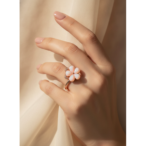 NXGOLD Luxury 360° Rotating Flower Ring with Opal & Cubic Zirconia