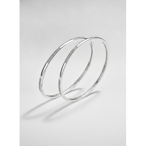 925 Silver Minimalist CZ Bangles for Women