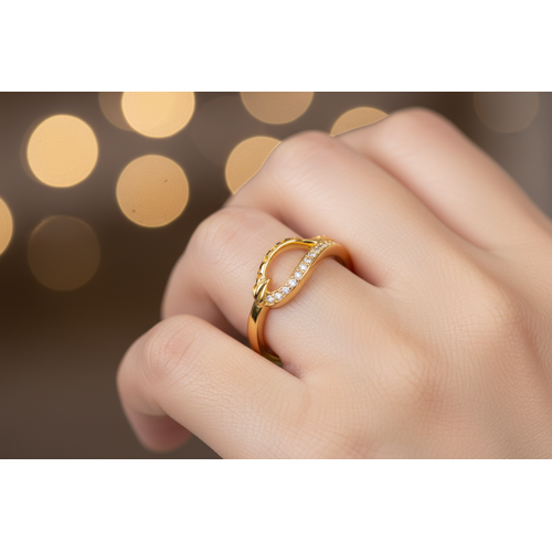 NXGOLD Elegant Infinity Curve Diamond Accent Gold Ring for Women