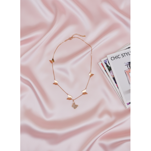 Elegant Rose Gold Butterfly Charm Pendant Necklace