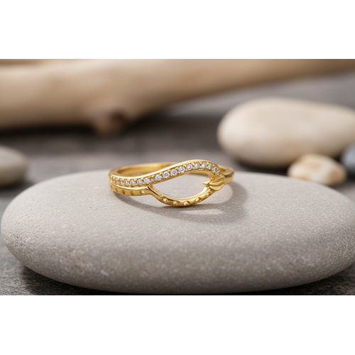 NXGOLD Elegant Infinity Curve Diamond Accent Gold Ring for Women