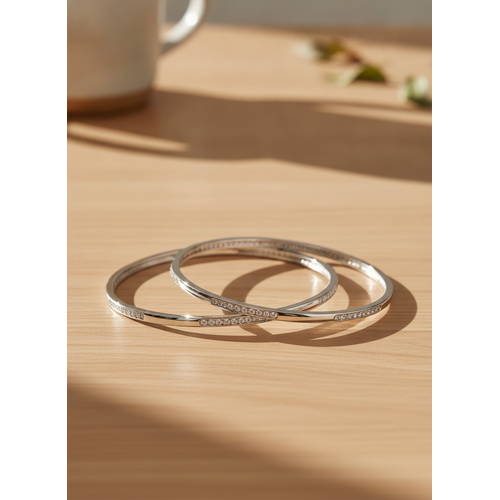 925 Silver Minimalist CZ Bangles for Women