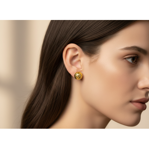 NXGOLD Geometric Textured Gold-Toned Stud Earrings for Women