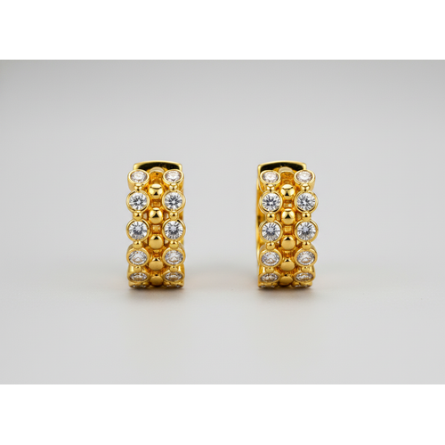 NXGOLD Luxe Crystal Cluster Gold-Toned Huggie Hoop Earrings for Women