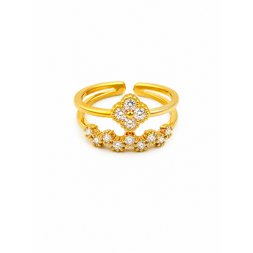 Designer Double Layer Floral CZ Ring for Women