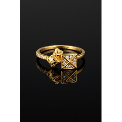 NXGOLD Royal Geometric Diamond Accent Gold Ring for Women