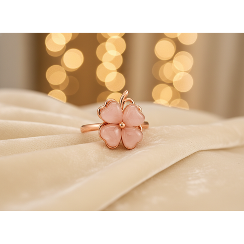 Rose Gold Clover Flower Ring for Women
