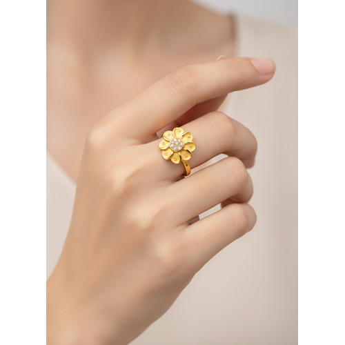 Luxury Floral Adjustable Finger Ring for Women