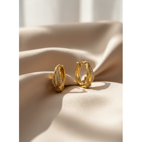 Twisted Crystal Gold-Toned Hoop Earrings for Women