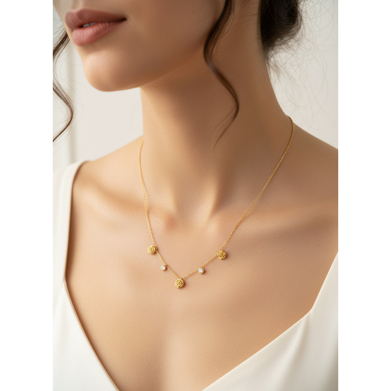Golden Bloom Crystal Drop Necklace