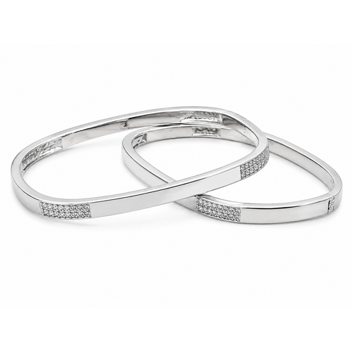 925 Silver Square CZ Bangles for Women