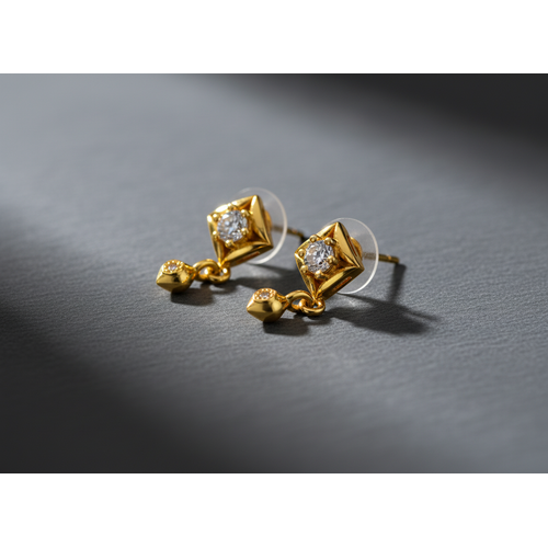 NXGOLD Geometric Crystal Drop Gold-Toned Stud Earrings for Women