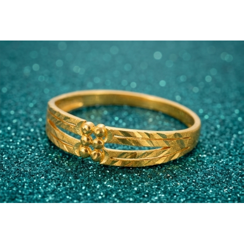 NXGOLD Dual Line Textured Gold Kada Bracelet