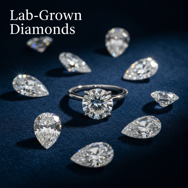 Lab-grown diamonds on velvet