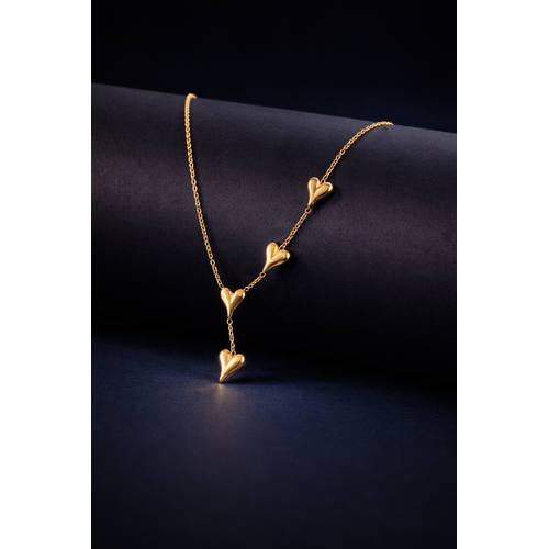 Elegant Gold Multi Heart Drop pendant Necklace