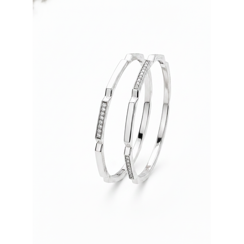925 Silver Geometric CZ Bangles for Women