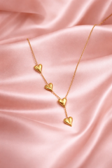 Elegant Gold Multi Heart Drop pendant Necklace