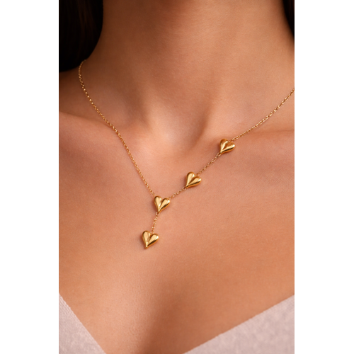 Elegant Gold Multi Heart Drop pendant Necklace