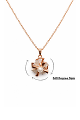 Elegant Rose Gold Pearl Spinner Pendant Necklace