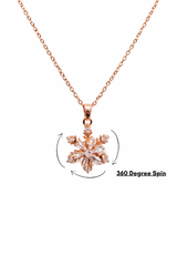 Elegant Rose Gold Snowflake Spinner Pendant Necklace for Women