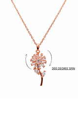 Elegant Rose Gold Rotating Floral Crystal Pendant Necklace