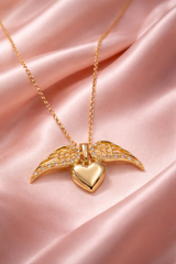 Elegant Gold Heart Wing Pendant Necklace for Women