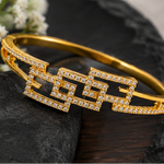 Luxury Geometric CZ Open Kada Bracelet for Women