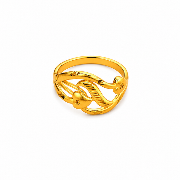 NXGOLD Elegant Leaf Design Adjustable Ring for Women