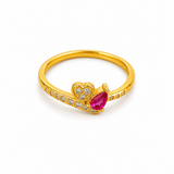 NXGOLD Romantic Heart & Pear Cut Ruby Stone Ring for Women