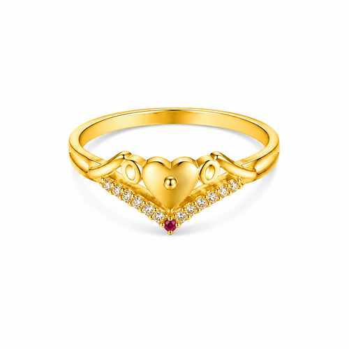 NXGOLD Stylish Heart Charm Gold Finish Ring for Women