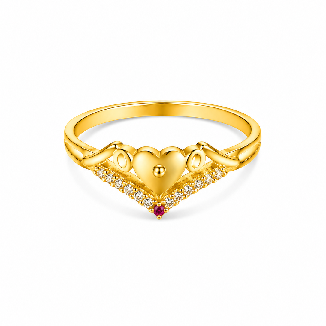 NXGOLD Stylish Heart Charm Gold Finish Ring for Women
