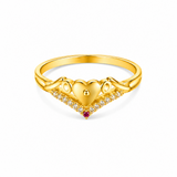 NXGOLD Stylish Heart Charm Gold Finish Ring for Women