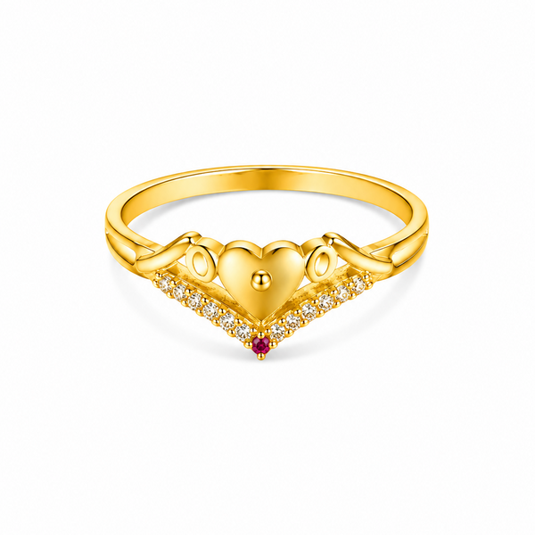 NXGOLD Stylish Heart Charm Gold Finish Ring for Women