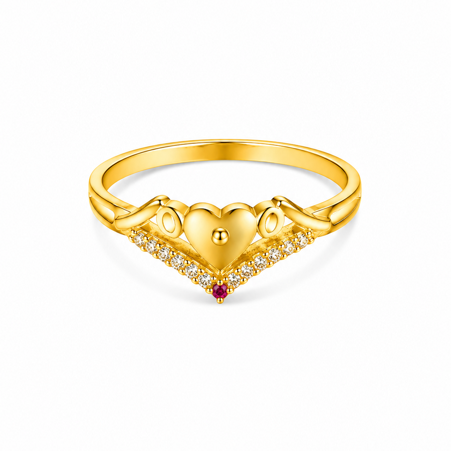 NXGOLD Stylish Heart Charm Gold Finish Ring for Women