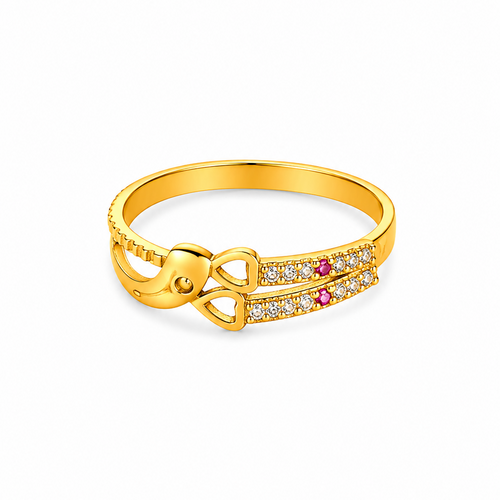 Stylish Bow Design Ring with CZ Stones for Women
