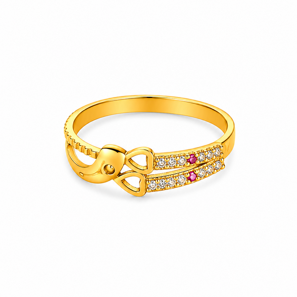 Stylish Bow Design Ring with CZ Stones for Women