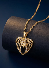 Elegant Gold Heart Wing Pendant Necklace for Women
