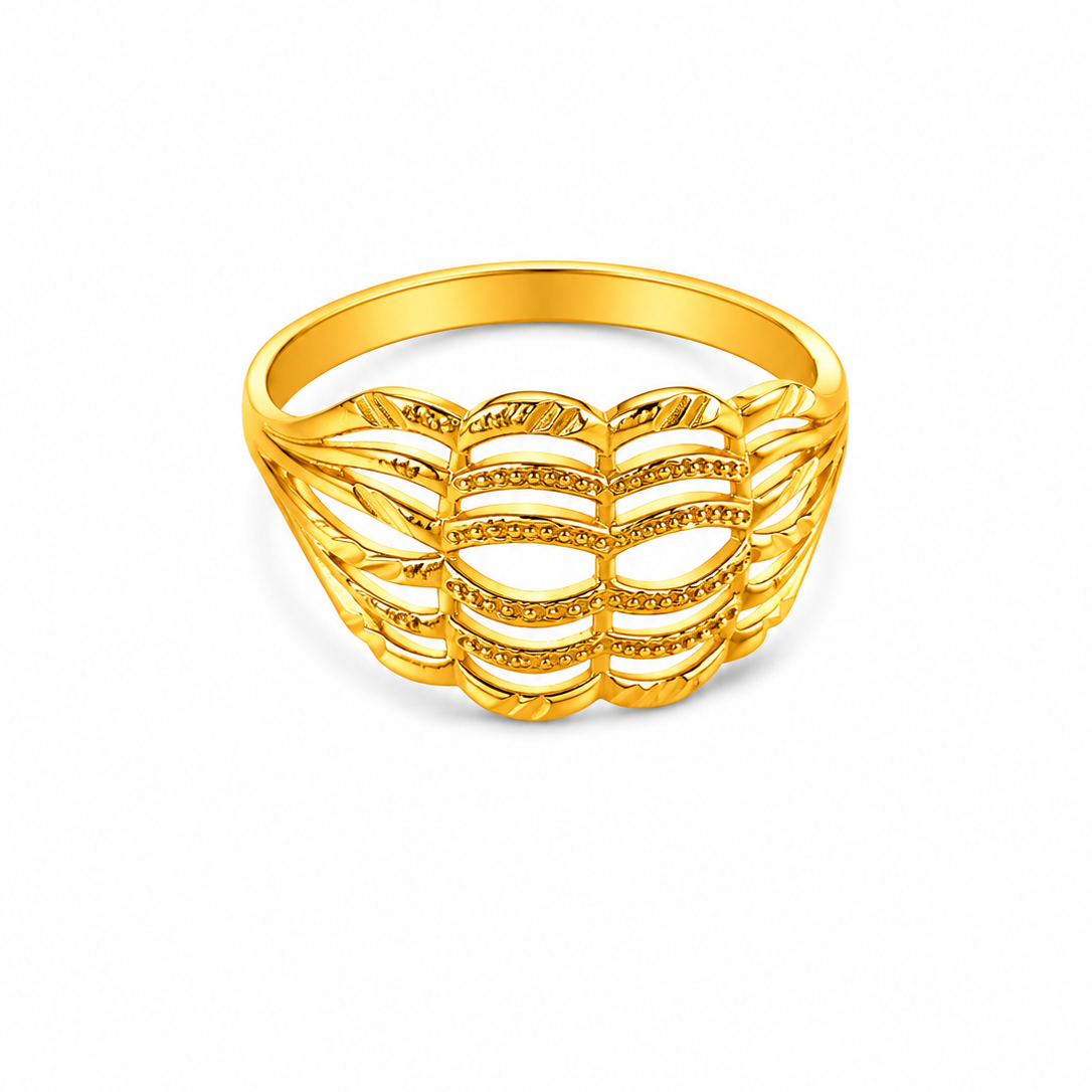 Elegant Wave Filigree Gold Plated Ring for Women