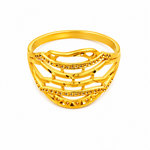 Modern Lattice Gold Finish Ring for Women