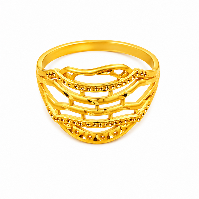 Modern Lattice Gold Finish Ring for Women