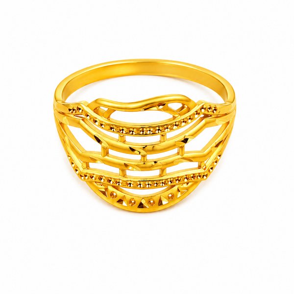 Modern Lattice Gold Finish Ring for Women