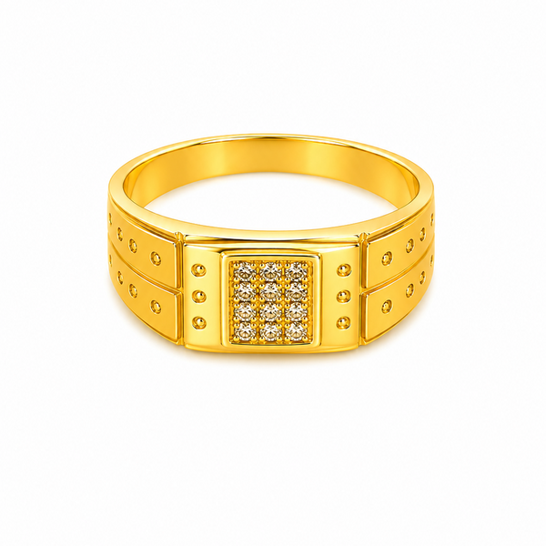 Premium Square Cluster Crystal Band Ring for Men